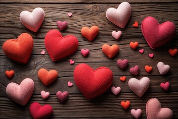 Fototapeta premium Valentines Day Heart Design on Rustic Wooden Background
