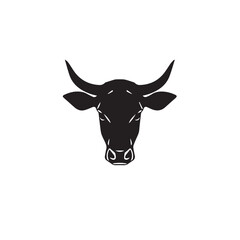 Bull head silhouette isolated on white background. Bull icon vector, filled flat sign, Symbol, logo illustration	