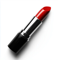 Obraz premium Beautiful red lipstick rests on a smooth surface with morning reflections