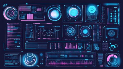 Fototapeta premium Futuristic HUD Data Analysis Dashboard UI.