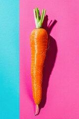 A sleek abstract design showcasing a single carrot, perfect for a fresh commercial ad with a minimalistic vibe.