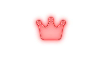 Crown icon red color glowing neon on black background