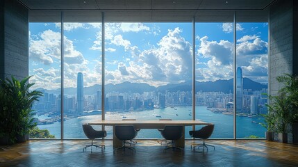 Plakat Hong Kong city view from modern office meeting room