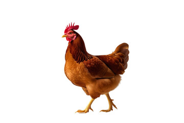 Fototapeta premium Full body of brown chicken hen standing isolated transparent background