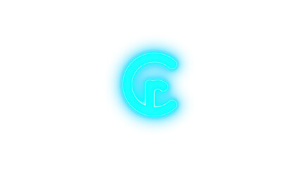 Cruzeiro sign icon cyan color glowing neon on transparent background