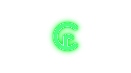 Cruzeiro sign icon green color glowing neon on transparent background