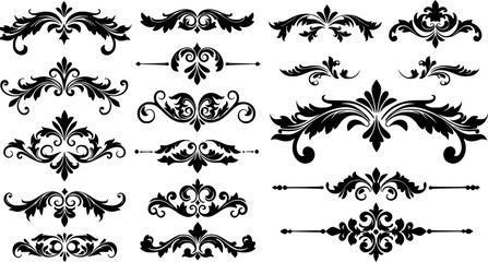 Decorative icon vector set. Ornaments elements illustration sign collection. Decorative elements symbol or logo.
