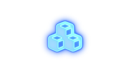 Obraz premium Cubes icon blue color glowing neon on transparent background