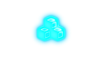 Obraz premium Cubes icon cyan color glowing neon on transparent background