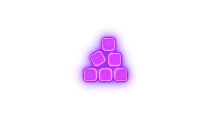 Cubes stacked icon purple color glowing neon on transparent background