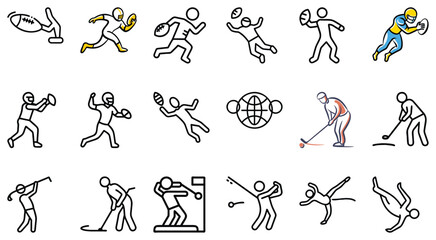 Line Art Icons of Various Sports and Global Competition