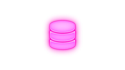 Database icon pink color glowing neon on black background
