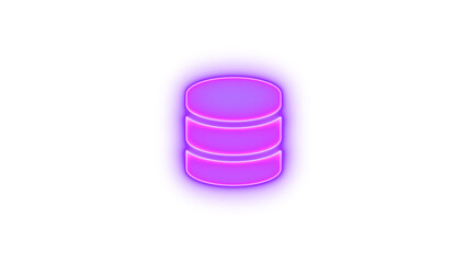 Database icon purple color glowing neon on black background
