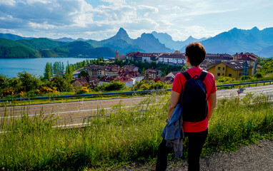Woman looking at a beautiful village
