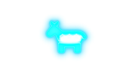 Democrat icon cyan color glowing neon on transparent background