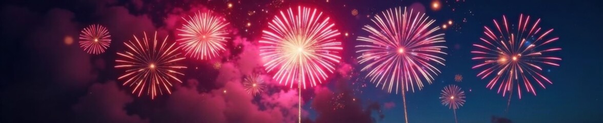Obraz premium explosion of colorful fireworks bursting into the sky, sky, colorful