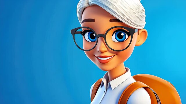 A vibrant 3D character shows a female service rep engaging warmly with a client in charming cartoon style.