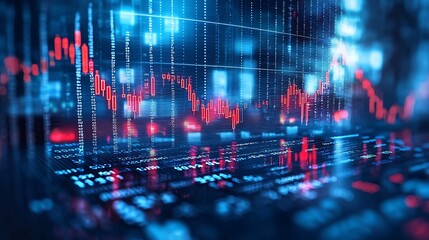 Abstract digital stock market chart showing financial data and price trends.