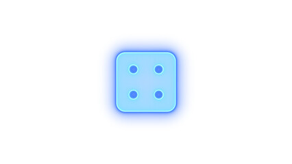 Dice four icon blue color glowing neon on transparent background