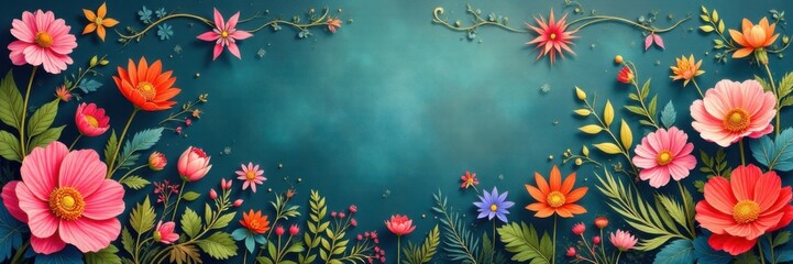 Fototapeta premium Floral patterns with intricate flourishes in a whimsical garden setting , nature, art