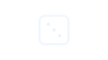 Dice three icon white color glowing neon on transparent background