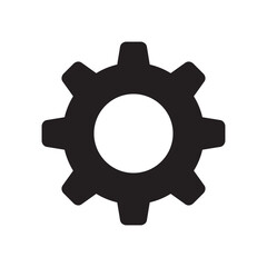 Gear simple icon symbol, cogwheel. Settings silhouette black icon symbol. Sign for mobile concept and web design. PC options, repair and fix. Vector illustration isolated on white background EPS 10