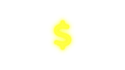 Dollar sign icon yellow color glowing neon on black background
