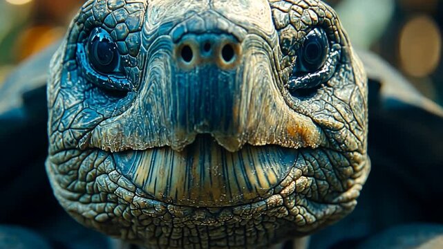 Close-up of Galapagos tortoise head, zoo exhibit
