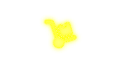 Dolly icon yellow color glowing neon on transparent background