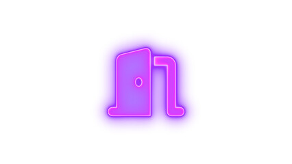 Door open icon purple color glowing neon on black background