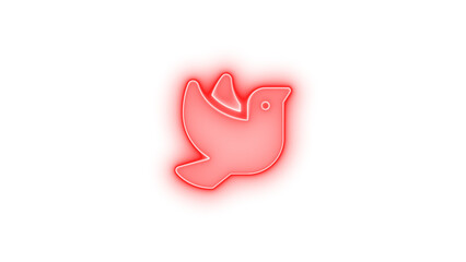 Fototapeta premium Dove icon red color glowing neon on transparent background