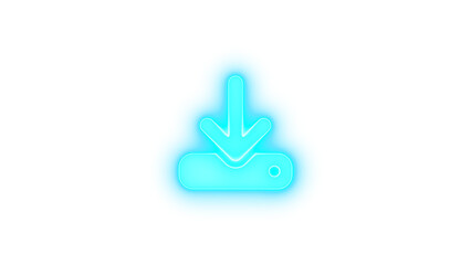 Download icon cyan color glowing neon on black background