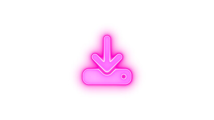 Download icon pink color glowing neon on black background