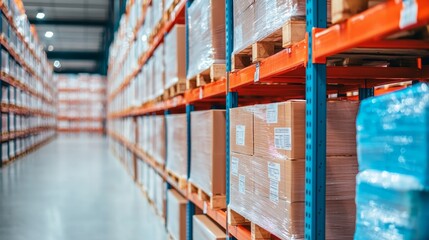 Efficient Frozen Goods Management in Modern Warehouse with Advanced Cooling Technology, Copy Space Available