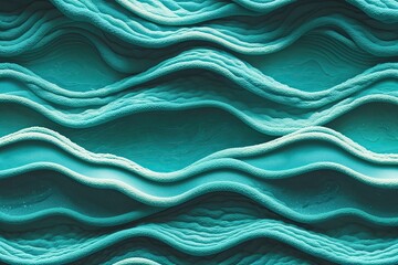 Fototapeta premium Stylish Turquoise Wave Pattern Seamless Design for Summer Beach Party Background