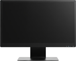 Modern black computer monitor screen isolated transparent background ready for your design mockup