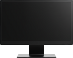 Modern black computer monitor screen isolated transparent background ready for your design mockup