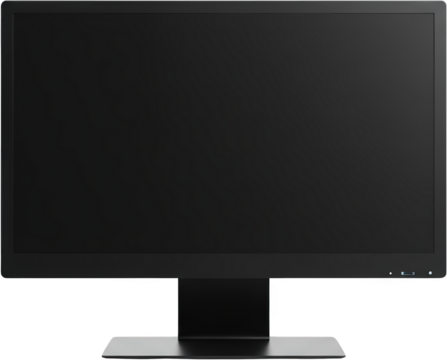 Modern black computer monitor screen isolated transparent background ready for your design mockup