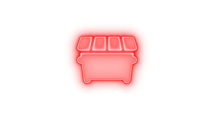 Dumpster icon red color glowing neon on transparent background