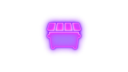 Dumpster icon purple  color glowing neon on transparent background