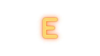 E icon brown color glowing neon on transparent background
