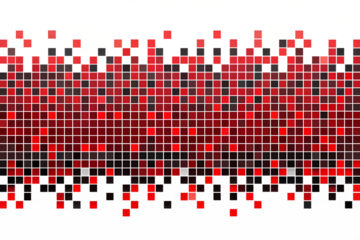 Abstract Red and Black Mosaic Pixel Art Digital Image Graphic Design isolated on white or transparent background