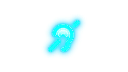 Ear deaf icon cyan color glowing neon on transparent background