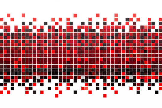 Abstract Red and Black Mosaic Pixel Art Digital Image Graphic Design isolated on white or transparent background