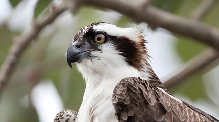 Naklejka premium Close-Up of an Osprey’s Head Showing Detailed Features