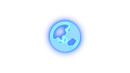 Earth asia icon blue color glowing neon on transparent background