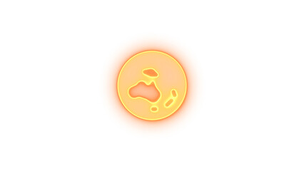 Earth oceania icon brown color glowing neon on transparent background