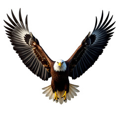 Obraz premium Majestic eagle soaring with outstretched wings against a transparent background.