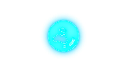 Earth oceania icon cyan color glowing neon on transparent background