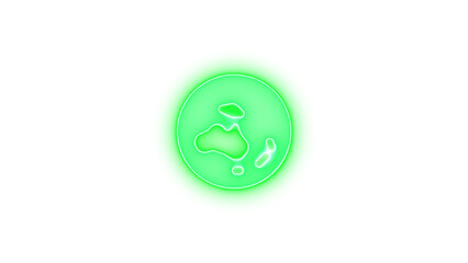 Earth oceania icon green color glowing neon on transparent background